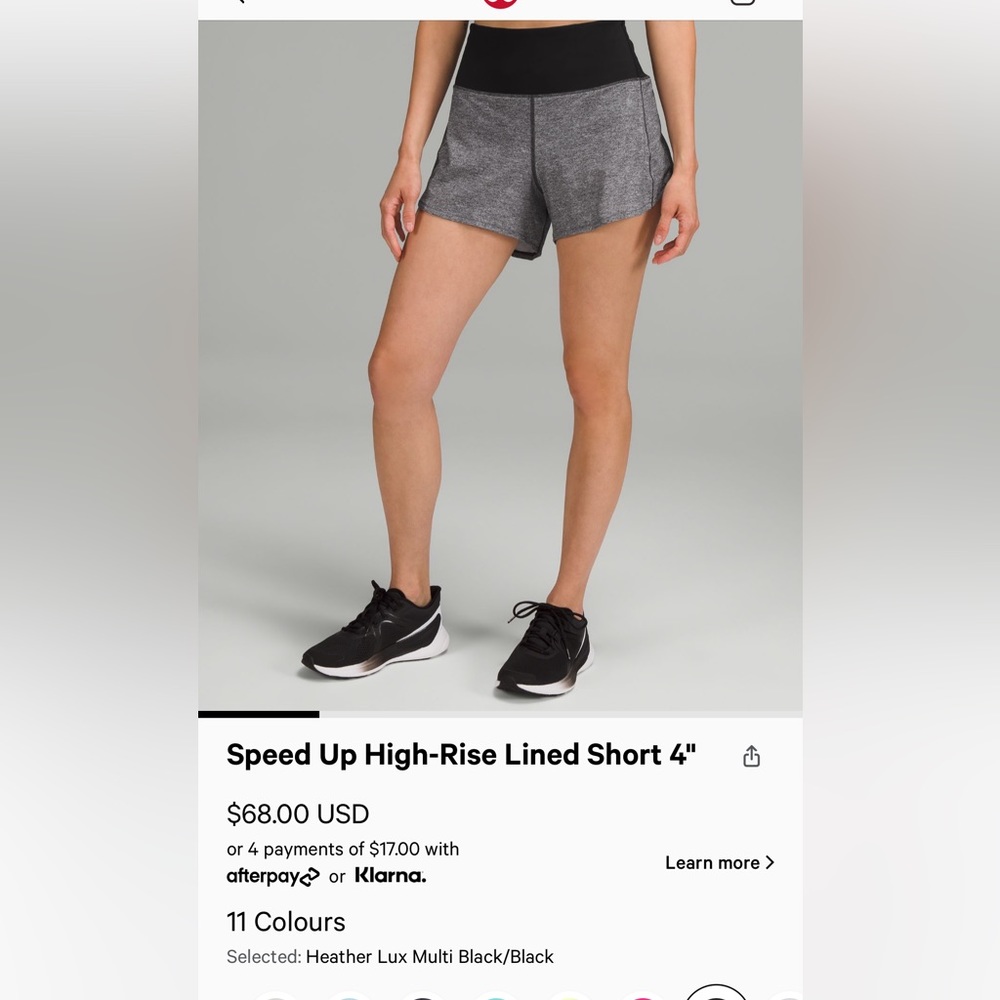 NWT Lululemon Speed Up High-Rise Lined Short 4" size 8